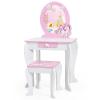 MAT EXPERT Kids Vanity Set with Stool & Mirror, Toddler Girls Pretend Play Vanity w/Detachable Mirror, Princess Dressing Makeup Table Set w/Drawer, Makeup Table and Stool Playset for Girls (White) view 1