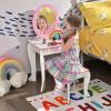 MAT EXPERT Kids Vanity Set with Stool & Mirror, Toddler Girls Pretend Play Vanity w/Detachable Mirror, Princess Dressing Makeup Table Set w/Drawer, Makeup Table and Stool Playset for Girls (White) view 2