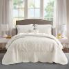 CHIXIN Oversized Bedspread Coverlet Set King Size - Lightweight Bedding Cover - Beautiful Stitching - 5 Piece Reversible Bedspread - Gorgeous Damask Paisley Pattern (King, Ivory-Yellow) view 1