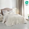 CHIXIN Oversized Bedspread Coverlet Set King Size - Lightweight Bedding Cover - Beautiful Stitching - 5 Piece Reversible Bedspread - Gorgeous Damask Paisley Pattern (King, Ivory-Yellow) view 2
