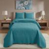 CHIXIN Bedspread Coverlet Quilt Set Full Size - Lightweight Bedding Cover - Ultrasonic Quilting - 5 Piece Reversible Bedspread - Vintage Rose Pattern (Full, Lagoon) view 1