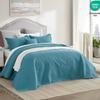 CHIXIN Oversized Bedspread Coverlet Set King Size - Lightweight Bedding Cover - Ultrasonic Quilting - 5 Piece Reversible Bedspread - Vintage Rose Pattern (King, Lagoon) view 2