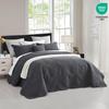 CHIXIN Oversized Bedspread Coverlet Set King Size - Lightweight Bedding Cover - Ultrasonic Quilting - 5 Piece Reversible Bedspread - Vintage Rose Pattern (King, Dark Grey) view 2
