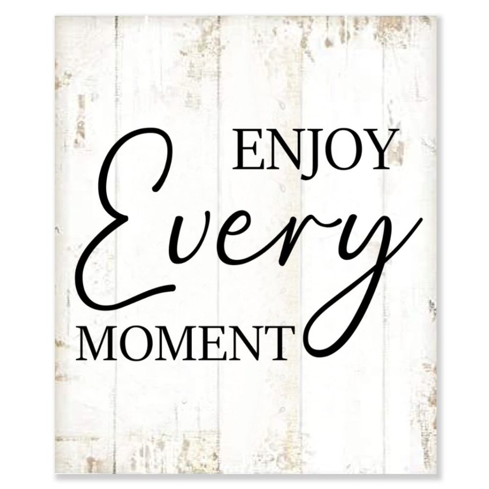 Aihesui Rustic Wood Sign Modern Farmhouse Wall Hanging Home Decor Inspirational Quotes Enjoy Every Moment Wooden Plaque for Living Room Kitchen Bedroom Office School 10x12inch