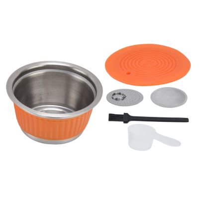 EVTSCAN Stainless Steel Reusable Refillable Coffee Capsule Cup Filter Set for Dolce Gusto Machine(Orange)