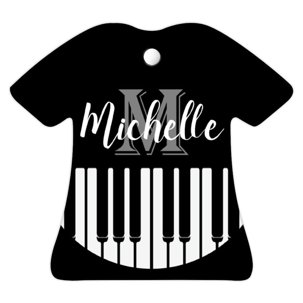 2021 Piano Keys Keyboard Christmas Tree Ornament for Pianist Home Decoration Holiday Keepsake Ceramic Ornaments Christmas Tree Decor Double Side Hanging Pendant Xmas Gift for Friend T-Shirt Shape
