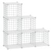 HUBSON Wire Cube Storage Organizer, Book/Toy/Craft/Potted Plants and petCloset Organizers and Storage Shelves, 6-Cube Freely Combinable Metal Grids Storage Shelf,White Plus Iron view 1
