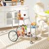 COSTWAY Glass Rolling Bar Cart, Rolling Serving Cart with 3-Tier Shelf, Directional Wheels & Universal Wheels, Mobile Wine Tea Serving Cart for Hotel, Club & Home view 2