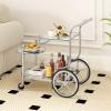 COSTWAY Glass Rolling Bar Cart, Rolling Serving Cart with 3-Tier Shelf, Directional Wheels & Universal Wheels, Mobile Wine Tea Serving Cart for Hotel, Club & Home view 3