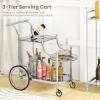 COSTWAY Glass Rolling Bar Cart, Rolling Serving Cart with 3-Tier Shelf, Directional Wheels & Universal Wheels, Mobile Wine Tea Serving Cart for Hotel, Club & Home view 4