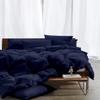 100% Egyptian Cotton Eastern King (116'' x 108'') Size Navy Blue Comforter Set 500 GSM Fill Winter Warm Box Stitched Down Alternative Comforter 3 Piece All Season 1 Comforter with 2 Pillowcases view 3