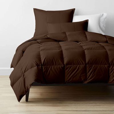 100% Egyptian Cotton King (106'' x 90'') Size Chocolate Comforter Set 500 GSM Fill Winter Warm Box Stitched Down Alternative Comforter 3 Piece All Season 1 Comforter with 2 Pillowcases