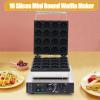 Commercial Belgian Waffle Maker - 16pcs Mini Round Waffle Maker, Nonstick Electric, 110V 1750W, Stainless Steel, Time & Temp Control view 2