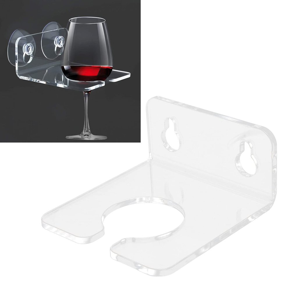 3.941.77in Wine Cup Holder,Wine Glass Rack with Suction Cups Transparent Acrylic Portable Beer Storage Holders for Shower Room Bathroom Bathtub Kitchen(Hole Diameter 4.8cm/1.89in)