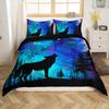 Castle Fairy Blue Galaxy Comforter Covet Full Size,Wolf Animal Trees Silhouette Duvet Cover with 2 Pillowcases,3 Piece,Stars Nebula Space Polyester Bedding Set for Boys Teens Bedroom Decor view 2