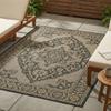 FH Home Flat Woven Outdoor Rug - Waterproof, Easy to Clean, Stain Resistant - Premium Polypropylene Yarn - Vintage - Porch, Deck, Balcony,Laundry Room - Ankara - Charcoal - 2ft 8in x 4 ft 11in view 1