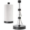 Heavy-Duty Stainless Steel Paper Towel Holder - Easy One-Handed Tear with Suction Cups - Modern Weighted Standing Countertop Dispenser for Kitchen - Holds All Paper Towel Rolls, Black view 1