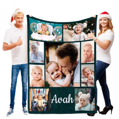 Custom Blanket with Words Picture Collage - Personalized Throw Blanket Soft Cozy Customized Blankets for Family, Friends, Lover, Dogs, Babies Used as Souvenirs and Gifts