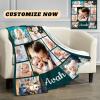 Custom Blanket with Words Picture Collage - Personalized Throw Blanket Soft Cozy Customized Blankets for Family, Friends, Lover, Dogs, Babies Used as Souvenirs and Gifts view 3