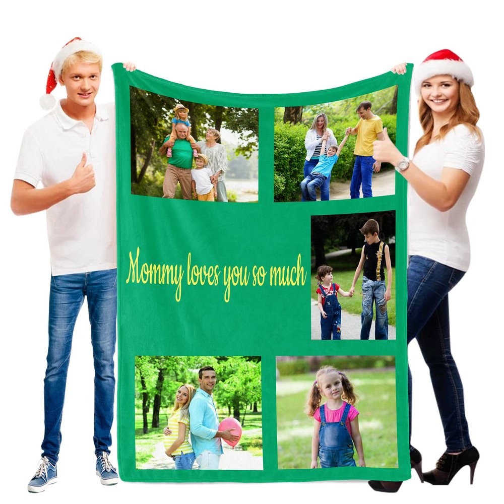 Custom Blanket with Words Picture Collage - Personalized Throw Blanket Soft Cozy Customized Blankets for Family, Friends, Lover, Dogs, Babies Used as Souvenirs and Gifts