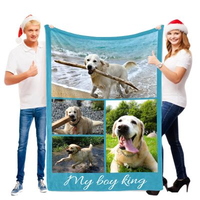 Tmalltide Customized Throw Blankets with Picture and Text Personalized Flannel Throw Blanket with Photo for Pets, Famliy, Friends, Lover on New Year Birthday Christmas Anniversary