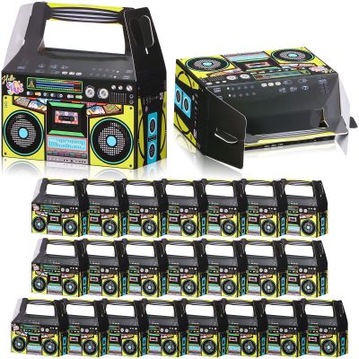 Zonon 24 Pcs 80s Party Favors Boxes 90s Novelty Boom Box Party Decoration Gift Treat Goodie Candy for Retro Radio Hip Hop Theme Table Centerpieces 4.8 x 2.4 x 5.2 Inch(90s)