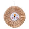 MESE Animal Head Hand-Woven Wall Hanging Craft,Cartoon Lion Tiger Straw and Cotton Thread Weaving Wall Pendant,Nursery Room Wall Art Decor for Home Bedroom Living Room Decoration (G5) view 1