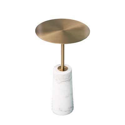 QQWW Side Table Small Space Coffee Table Metal,Marble Base Sofa Table Small Coffee Table,Premium Round Coffee Table Perfect Furniture (Color : White)