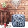 LOOMINAIRE Handmade Pouf/Footstool Java Made of Recycled Denim Easy Maintenance for Living Room Bed Room Family Room (18"x18"x12") view 2