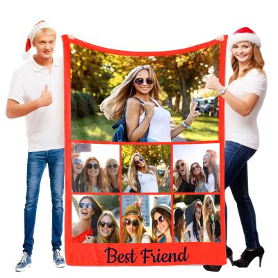 Custom Blanket with Words Picture Collage - Personalized Throw Blanket Soft Cozy Customized Blankets for Family, Friends, Lover, Dogs, Babies Used as Souvenirs and Gifts