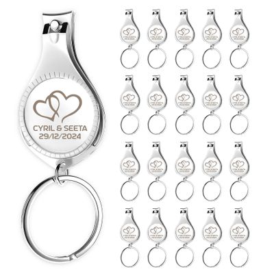 20pcs-Personalized 4 in 1 Multi Function Bottle Opener, Nail Clipper, Wedding Favors Brewery, Private Customized, Sliver, Multitool Gifts for Men