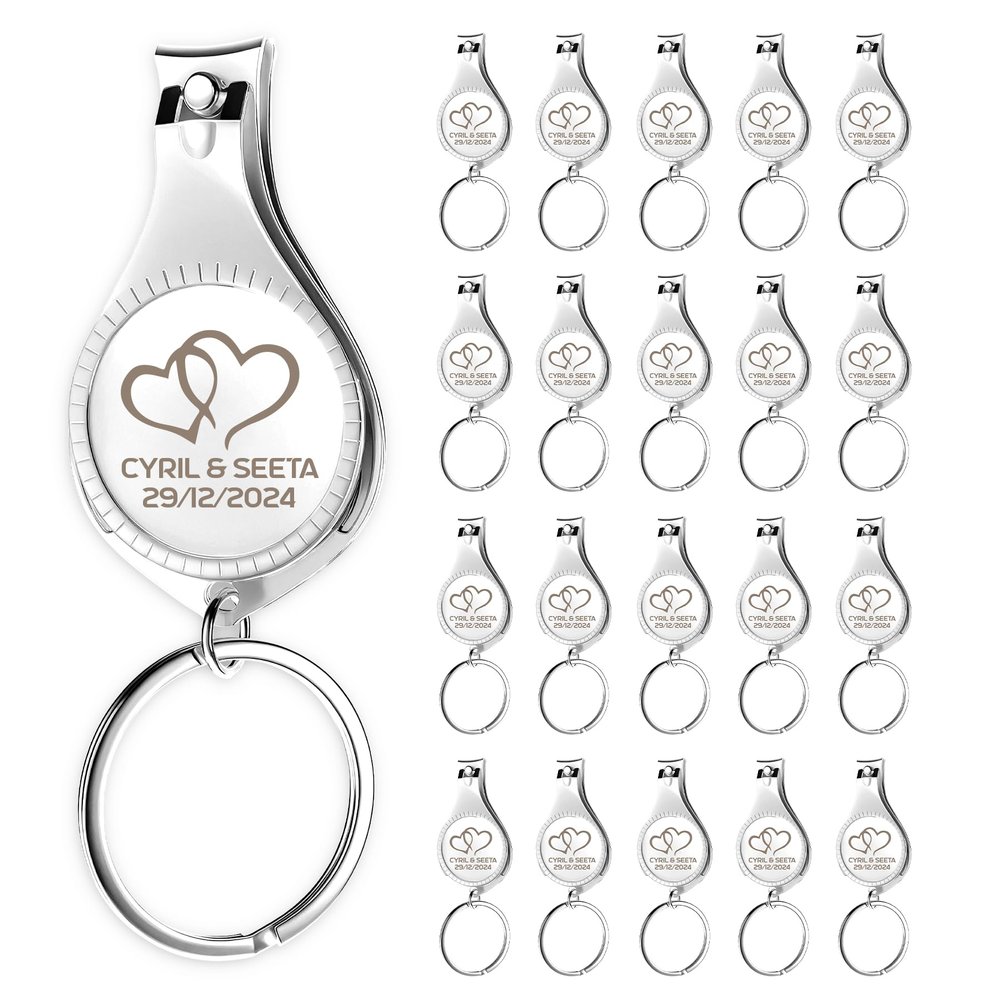 20pcs-Personalized 4 in 1 Multi Function Bottle Opener, Nail Clipper, Wedding Favors Brewery, Private Customized, Sliver, Multitool Gifts for Men