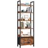 Furologee 6-Tier Bookshelf, Tall 71" Rustic Bookcase with 2 Drawers Storage Organizer, Industrial Display Free Standing Shelf Units, Wood and Metal Storage Rack for Home Office, Bedroom, Rustic Brown view 1