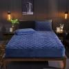 CFYCYHDZHT Bedding Best for Hotel Home,Warm Thick Pure Color Crystal Velvet Mattress Protection Cover for Twin, Full, Queen, King Beds Extra Deep Fitted Sheets,Blue,150200cm view 1