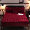 CFYCYHDZHT Bed Sheet Set,Warm Thick Pure Color Crystal Velvet Mattress Protection Cover for Twin, Full, Queen, King Beds Extra Deep Fitted Sheets,Red,200220cm view 1