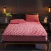CFYCYHDZHT Bedding Fitted Sheets,Warm Thick Pure Color Crystal Velvet Mattress Protection Cover for Twin, Full, Queen, King Beds Extra Deep Fitted Sheets,Pink,100200cm view 1