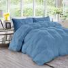All Season 500 GSM Light Blue Goose Down 3 Pieces Quilted Pinch Pleated Comforter Set (Comforter + 2 Pillow Cases) 1000 Series Egyptian Cotton Duvet Insert Perfect Oversized King view 1