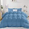 All Season 500 GSM Light Blue Goose Down 3 Pieces Quilted Pinch Pleated Comforter Set (Comforter + 2 Pillow Cases) 1000 Series Egyptian Cotton Duvet Insert Perfect Oversized King view 2