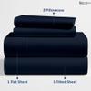 KRISHNA Premium 4 Piece Egyptian Cotton King Sheet Set, Soft, Breathable & Comfy Fully Elasticized Fitted 15" Deep Pocket Bed Sheets, 78" x 80", Navy Blue view 4