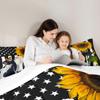 American Flag Comforter Set Queen Size,Sunflower Butterfly Cow Bedding Set 3pcs for Kids Teens Adult Room Decor, Floral Animal Theme Quilt Set Stripes Black White Duvet Insert with 2 Pillowcases view 2