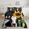 American Flag Comforter Set Queen Size,Sunflower Butterfly Cow Bedding Set 3pcs for Kids Teens Adult Room Decor, Floral Animal Theme Quilt Set Stripes Black White Duvet Insert with 2 Pillowcases view 4