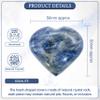 Crocon 50mm Sodalite Heart Stone Big Heart Shape Puff Stones Set 450+ Carats Pocket Crystal Healing Tumble Collection Palm Worry Stone Good Luck Charm Meditation Gift Craft Home Decor view 3