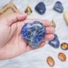 Crocon 50mm Sodalite Heart Stone Big Heart Shape Puff Stones Set 450+ Carats Pocket Crystal Healing Tumble Collection Palm Worry Stone Good Luck Charm Meditation Gift Craft Home Decor view 4