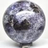 2.1" 220g Purple Lepidolite w/Inclusions Sphere Polished Natural Sparkling Lithium Mica Gemstone Crystal Mineral Ball - Madagascar + Stand view 2