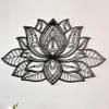 Colorfull Worlds Mandala Metal Wall Decor, Lotus Flower Meditation Room Decor, Minimalist Zen Garden Bohemian Gift for New Year (36" x 23" | 91 x 59 cm, Black) view 1