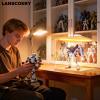LANSCOERY LED Lighted Acrylic Display Case, 2 Tier Display Box for Collectibles and Action Figures, Clear Dustproof Organizer with Wooden Base  11.8x4.3x7.9inch view 2