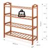 Bamboo Shoe Rack, 4-tier Shoe Shelf with Handle, Open Storage Shelf Organizer, Flower Stand for Entryway, Bathroom, Kitchen, Balcony and Garage, Natural view 3