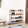 Bamboo Shoe Rack, 4-tier Shoe Shelf with Handle, Open Storage Shelf Organizer, Flower Stand for Entryway, Bathroom, Kitchen, Balcony and Garage, Natural view 4