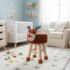 AC Pacific Woodland Deer Stool for Kids, Animal Themed Wooden Ottoman Chair with Soft Plush Fabric, Sturdy Pine Wood Legs, Ideal for Playrooms, Nurseries or Living Rooms, Cinnamon view 1