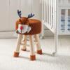 AC Pacific Woodland Deer Stool for Kids, Animal Themed Wooden Ottoman Chair with Soft Plush Fabric, Sturdy Pine Wood Legs, Ideal for Playrooms, Nurseries or Living Rooms, Cinnamon view 3